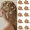 10 Pcs Alloy Flower Hair Clips Mini Metal Gold Duck Clip Hairpin Flower with Rhinestones